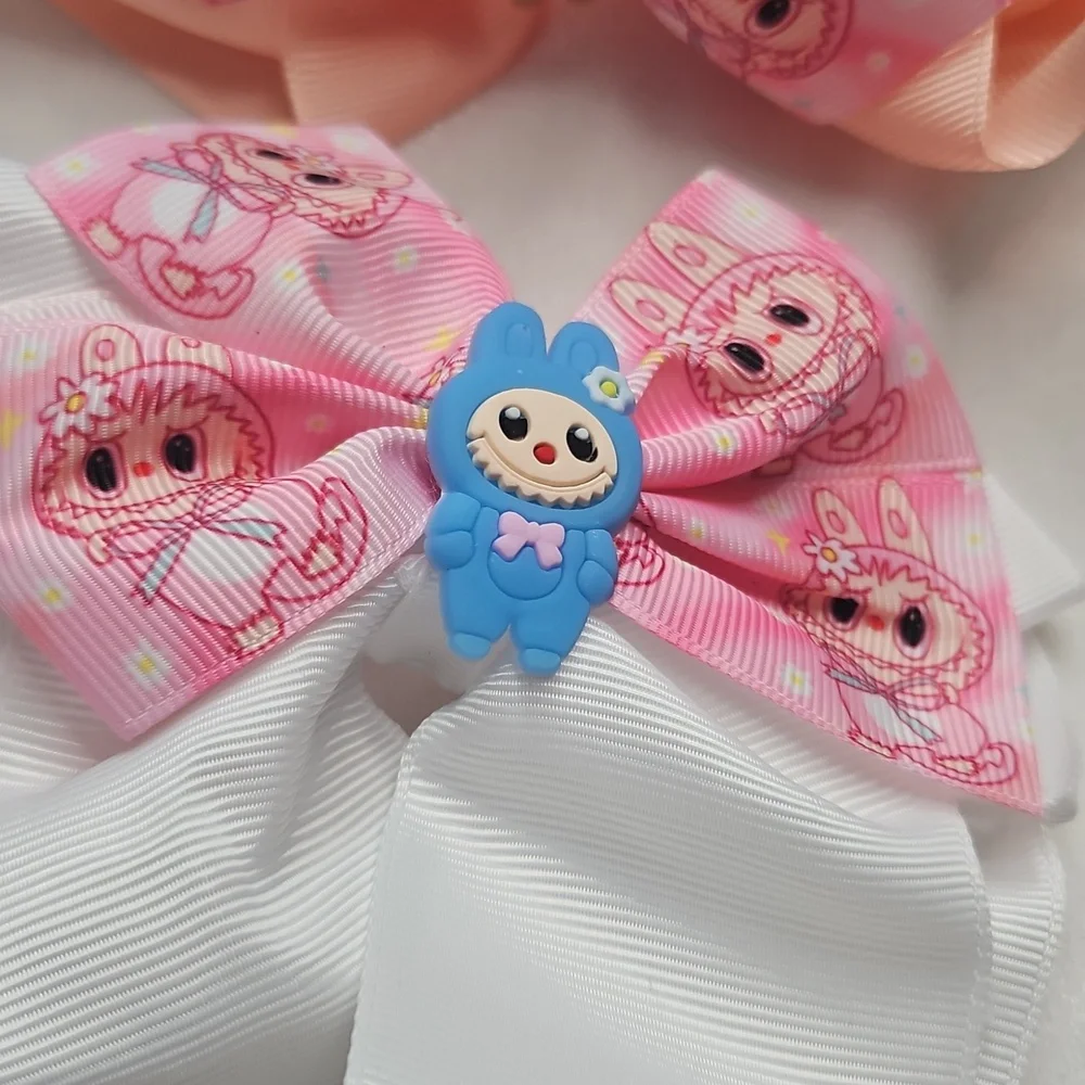 Girl's Set of 2 Labubu Monsters Hairbows Hair Accessories Clip On Cute Trendy